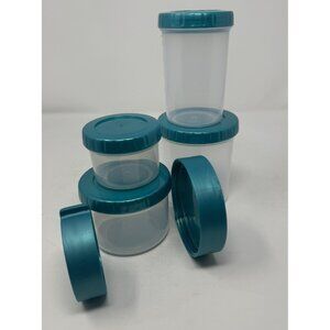 Lock N Lock Set of 4 Containers, Teal, Twist Off Top, Two Double Sided Lids, NEW